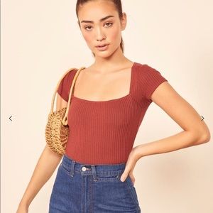 Reformation Bardot Top, Rust, Small